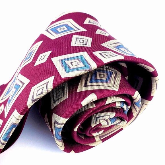Burberrys of London Tie Silk Oxblood Abstract Pattern Cravat 3.75" Wide NWOT - Picture 1 of 10